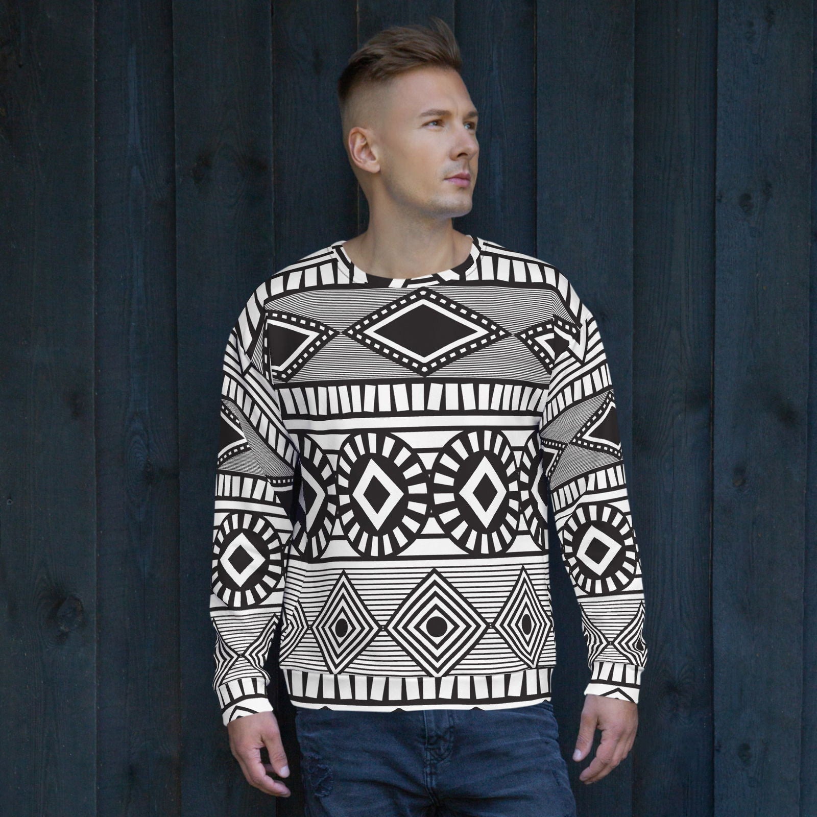 Men's All-Over Printed Sweatshirt All Of Black