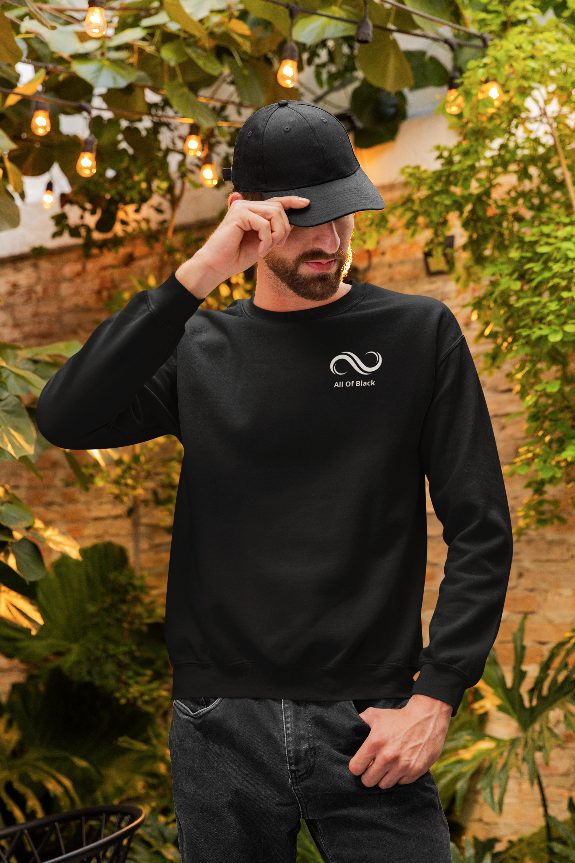 Men's Crew Neck Sweatshirt - Classic Fit All Of Black